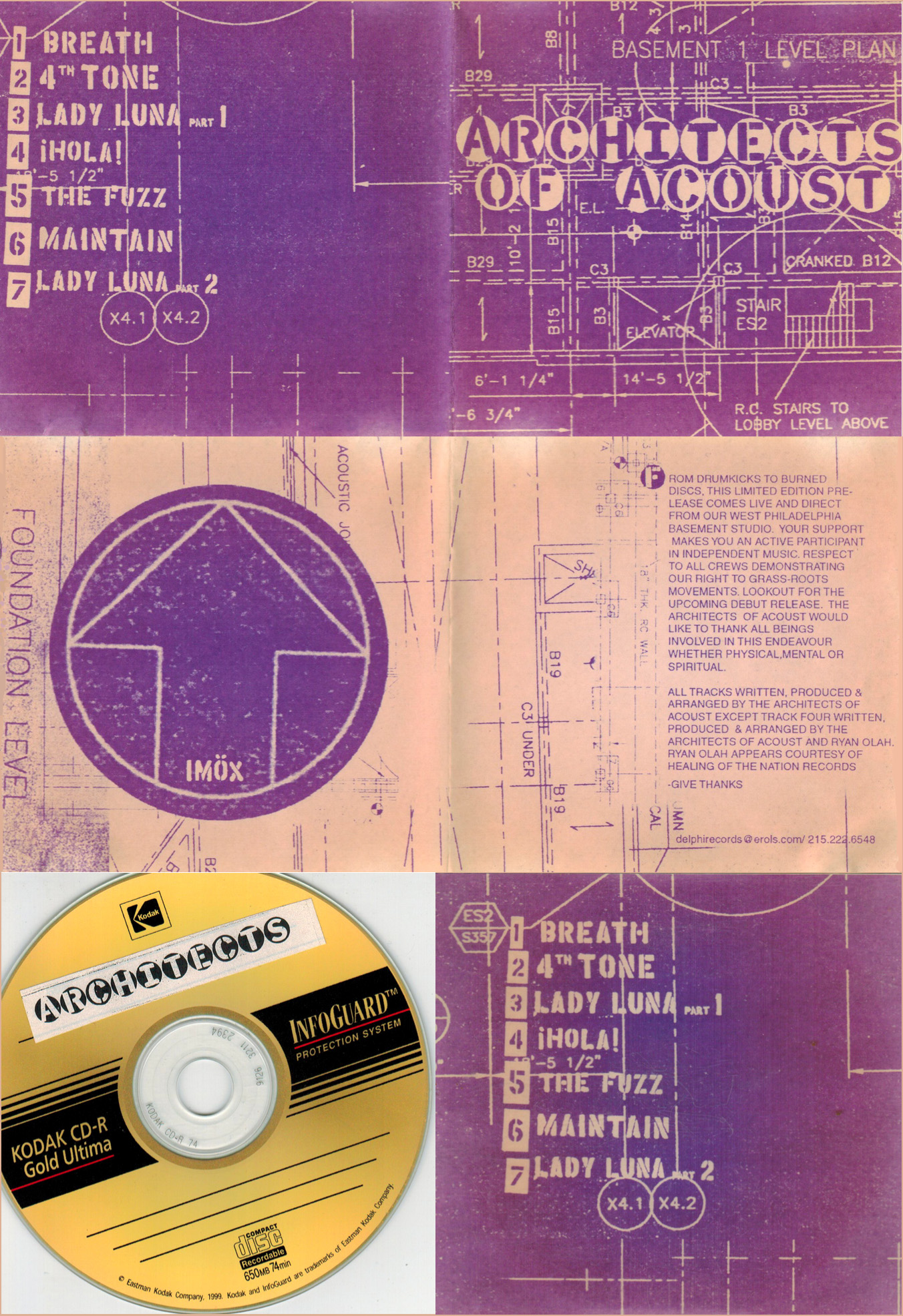 Architects of Acoust cd cover art and handwritten cd