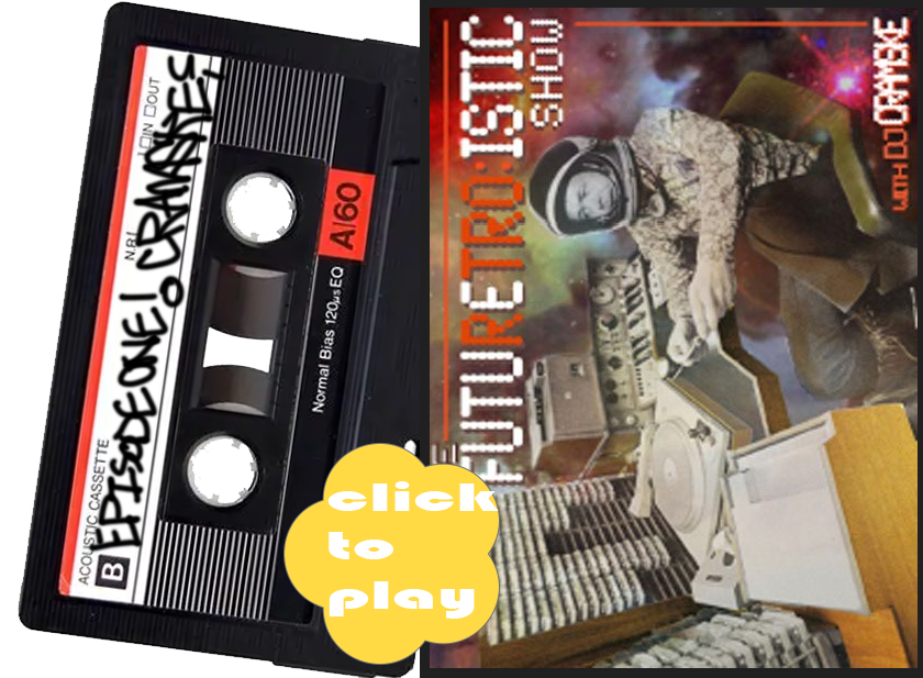 Floating cassette tape glowing green