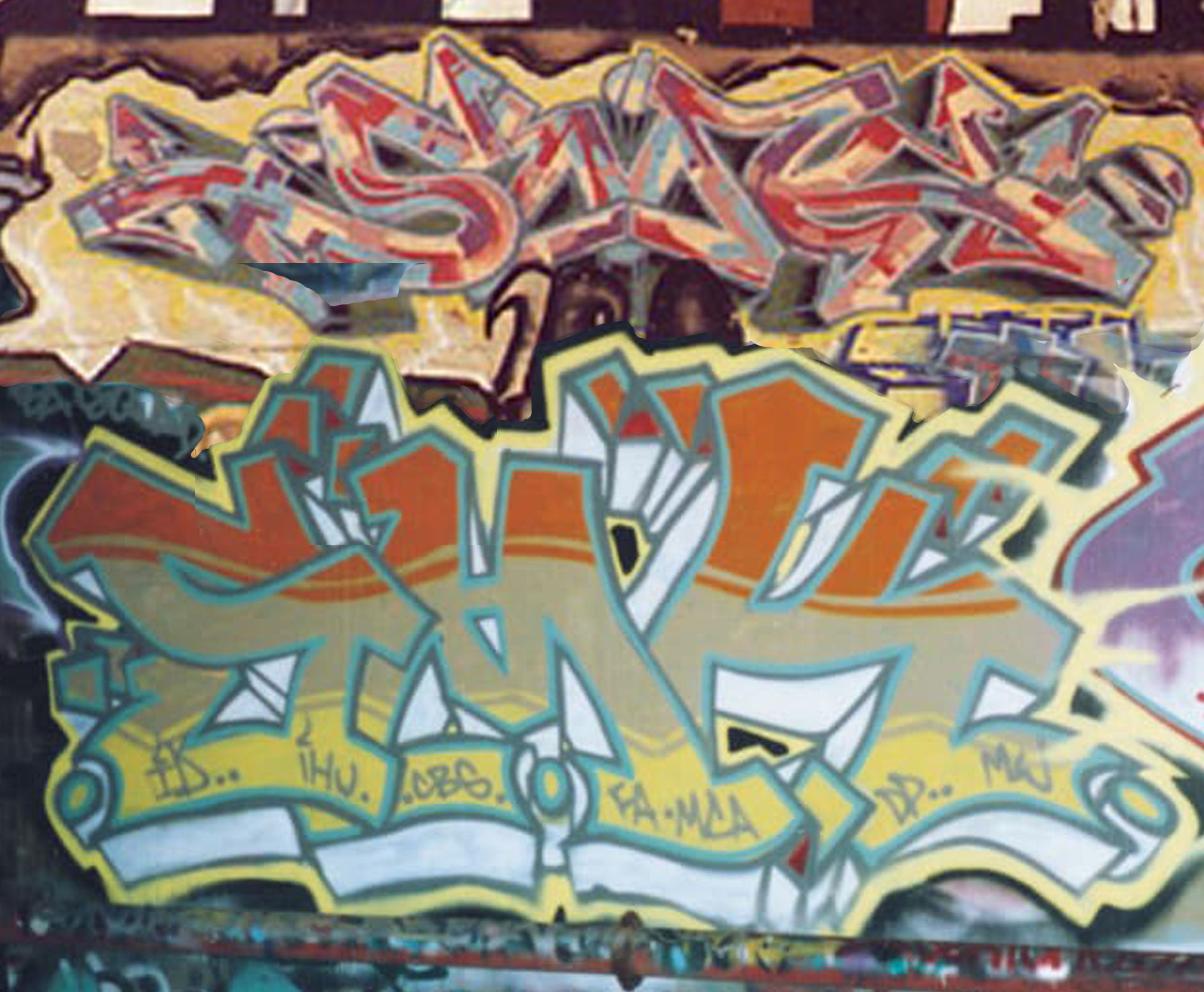 SMK FLY id graffiti pieces spray can art mural by scratch master kyle